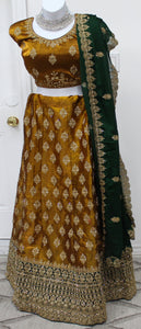 Beautiful  Dark Green & Rust Lehenga