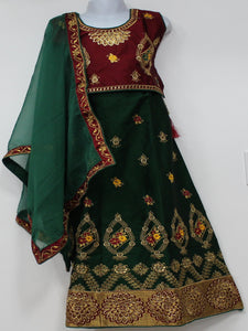 Beautiful Dark Green & Maroon Lehenga