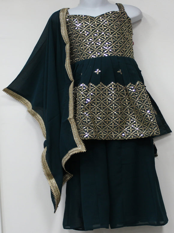 Beautiful Dark Green Sharara Suit