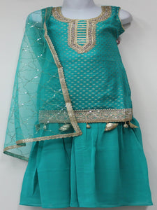 Beautiful Teal Blue Sharara Suit